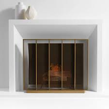 Brass Vertical Fireplace Screen Crate
