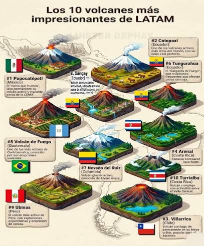 🌋 LOS 5 PAÍSES CON MÁS VOLCANES ACTIVOS EN AMÉRICA LATINA Análisis general basado en registros geológicos y monitoreo volcánico en la región. Estos países forman parte del Cinturón de Fuego del