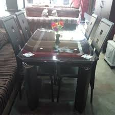 6 Seater Imported Wood Glass Top Dining
