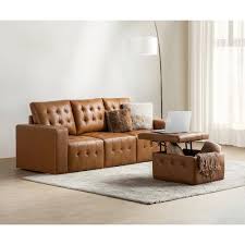 nuria 87 in wide camel leather sofa