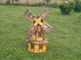 Wooden Windmill Garden Decor