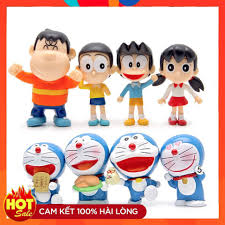 Bộ Mô hình Doraemon - Trọn bộ 8 Mô hình: Nobita Jaian Suneo Shizuka Doraemon  - Nobita Chaien Xeko Xuka Doremon - Cao 5~7 chính hãng