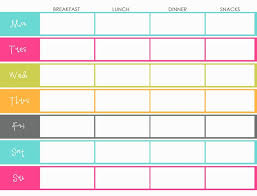 Meal Planner Template Excel Weekly Planning Templates For