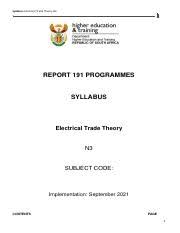 syllabus electrical trade theory n3