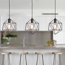Industrial Modern Geometric Cage Pendant Light Iron 1 Light Pendant Lighting Over Kitchen Island Beautifulhalo Com