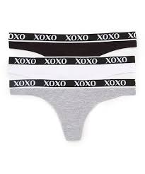Xoxo Black White Thong Set