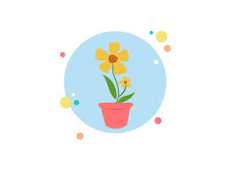 Spring Flower Pot Vector Circle Icon 1