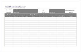 Child Medication Tracker Template Ms Excel Formal Word Templates