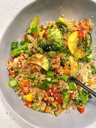 quinoa veggie stir fry with teriyaki