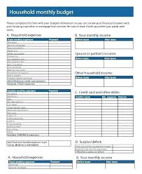 Bills Spreadsheet Printable Printable Household Monthly Budget