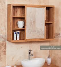solid oak mirrored wall bathroom shelf