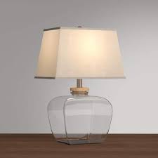 Clear Glass Table Lamp With Linen Shade