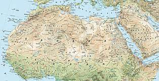 It limits the settlement along the mediterranean coastline and in egypt along the river nile. Ngs Africa Physical Wall Map