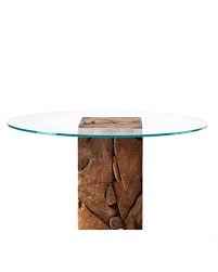 Round Teak Root Glass Top Dining Table