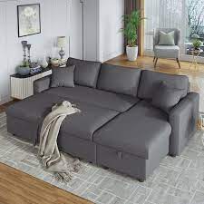 L Shaped Sleeper 3 Seats Sectional Sofa