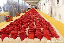 Finding fame for his strawberry in local news and tv mr koji's extraordinary and unusual fruit, a japanese variety called amaou, now holds the guinness world records title for heaviest strawberry. Italy Guinness World Record For The Longest Strawberry Cake
