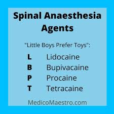 mnemonic for spinal anaesthesia agents