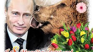 Vladimir putin joined the russian geographical society on a trip to the arctic to check the local. Russian Magazine Features Putin Being Licked By Bear For Women S Day