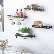 Black Wood Decorative Wall Shelves