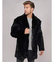 Carter Black Rabbit Fur Coat With Lapel