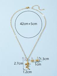 cubic zirconia leaf decor jewelry set