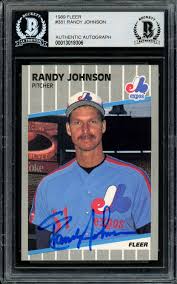 1989 fleer baseball 4 unopened cello packs 36 cards & 3 stickers in each pack. Randy Johnson Autographed Signed 1989 Fleer Rookie Card 381 Montreal Expos Vintage Signature Beckett Bas