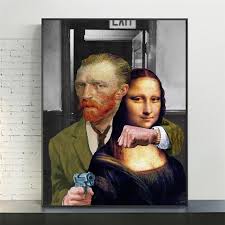 Funny Van Gogh And Mona Lisa Famous Oil