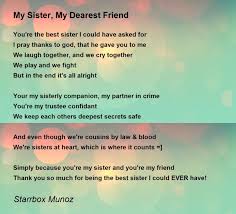 my sister my dearest friend poem