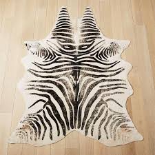 distressed faux zebra hide black white rug
