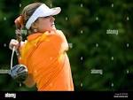 Lexi Thompson from the United States tees off on the first hole ...