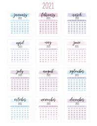 Free 2021 calendar printable for bullet journals and binders. Printable 2021 Year Calendar World Of Printables