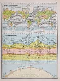 Details About 1894 Map World Ocean Currents Pacific Arctic Climate Chart Latitude Land Heights