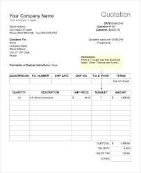 Blank Price Quotation Template Quotation Sheet Template