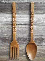 Wooden Fork Vintage Tiki Kitchen Wall Art