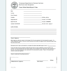 Tenant Work Order Request Sample Form Template Excel