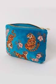 beautiful azure tiger velvet bag by