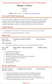 Communications Assistant Cv Template Tips And Download