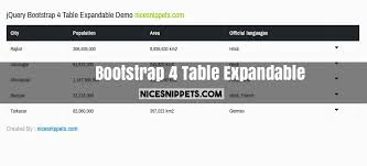 bootstrap 4 table expandable exle