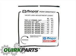 Details About Mopar Performance Oem Valve Lash Adjustment Chart Decal New P4452989