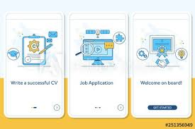 Since 2005, livecareer's team of career coaches, certified cv writers and. Job Searching Onboarding Mobile App Page Screen With Linear Concepts Write Cv Apply Job Interview Getting Work Steps Graphic Instructions Ux Ui Gui Vector Template With Line Illustrations Stock Vector Adobe