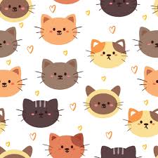 seamless pattern cartoon cat cute