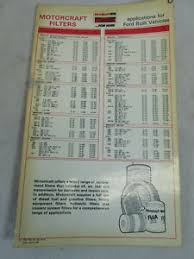 Details About Vintage 1980 Ford Motorcraft Oil Filter Laminated Application Shop Chart