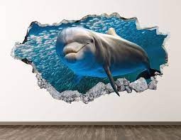 Wild Dolphin Wall Decal Ocean Animal 3d