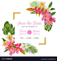 Wedding Invitation Template With Flowers Tropical