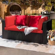 Black Wicker Outdoor Loveseat