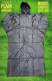 Unisex Xl Plain Long Raincoat Rainy Coat