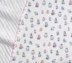 organic flannel icy penguin crib sheets