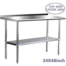 Order by 6 pm for same day shipping. 24x60 Inch Wmaot Stainless Steel Work Table 24 X 60 Inch Nsf Commercial Prep Table With Backsplash And Adjustable Undershelf For Home Kitchen And Restaurant Restaurant Appliances Equipment Commercial Worktables Workstations