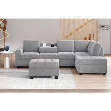 Velvet Modern L Shaped Sectional Sofa