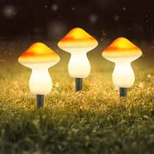 solar mushroom stake lights led outdoor